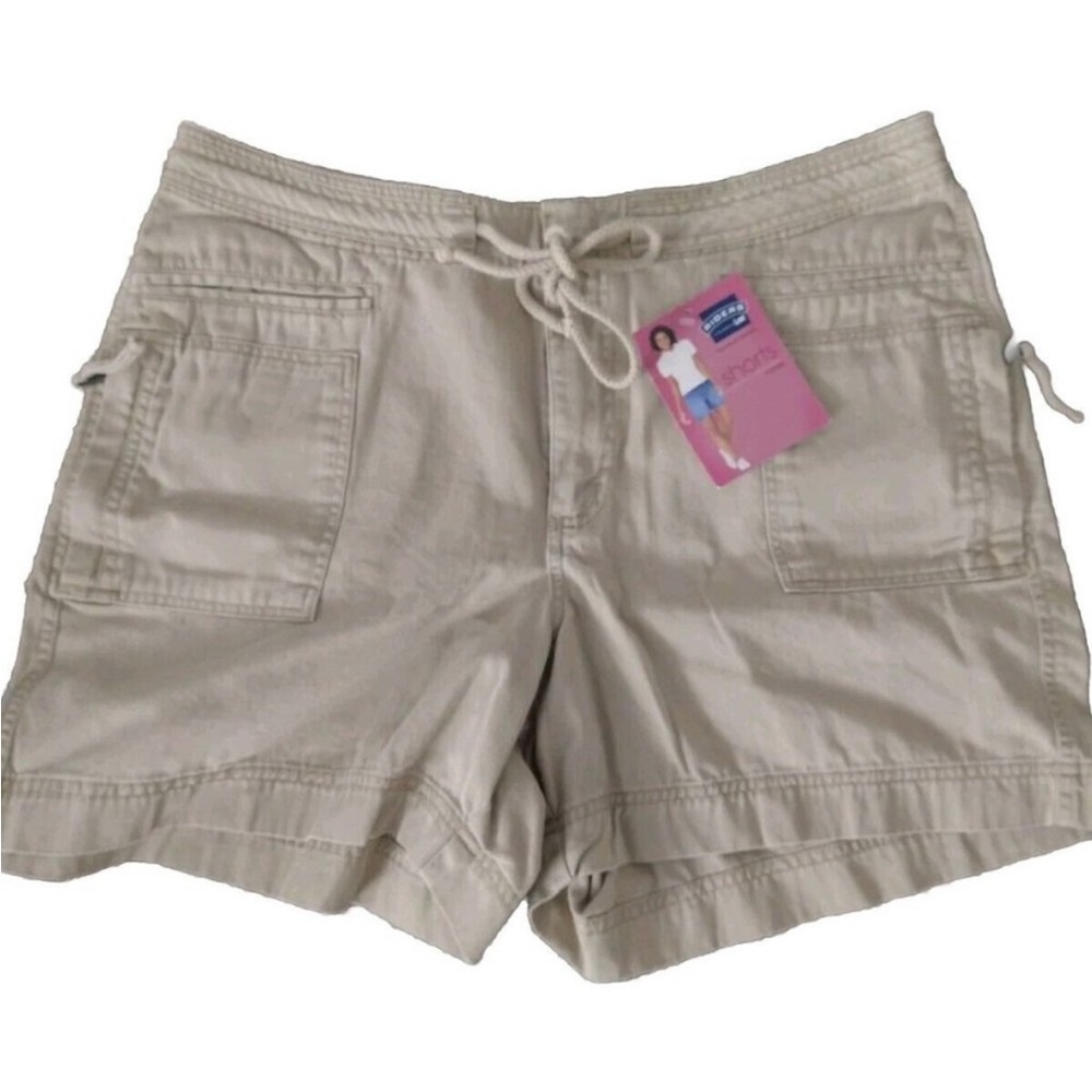 Lee Riders Women’s High Rise Warm Khaki Chino Shorts Elastic Waist Sz 16 NWT